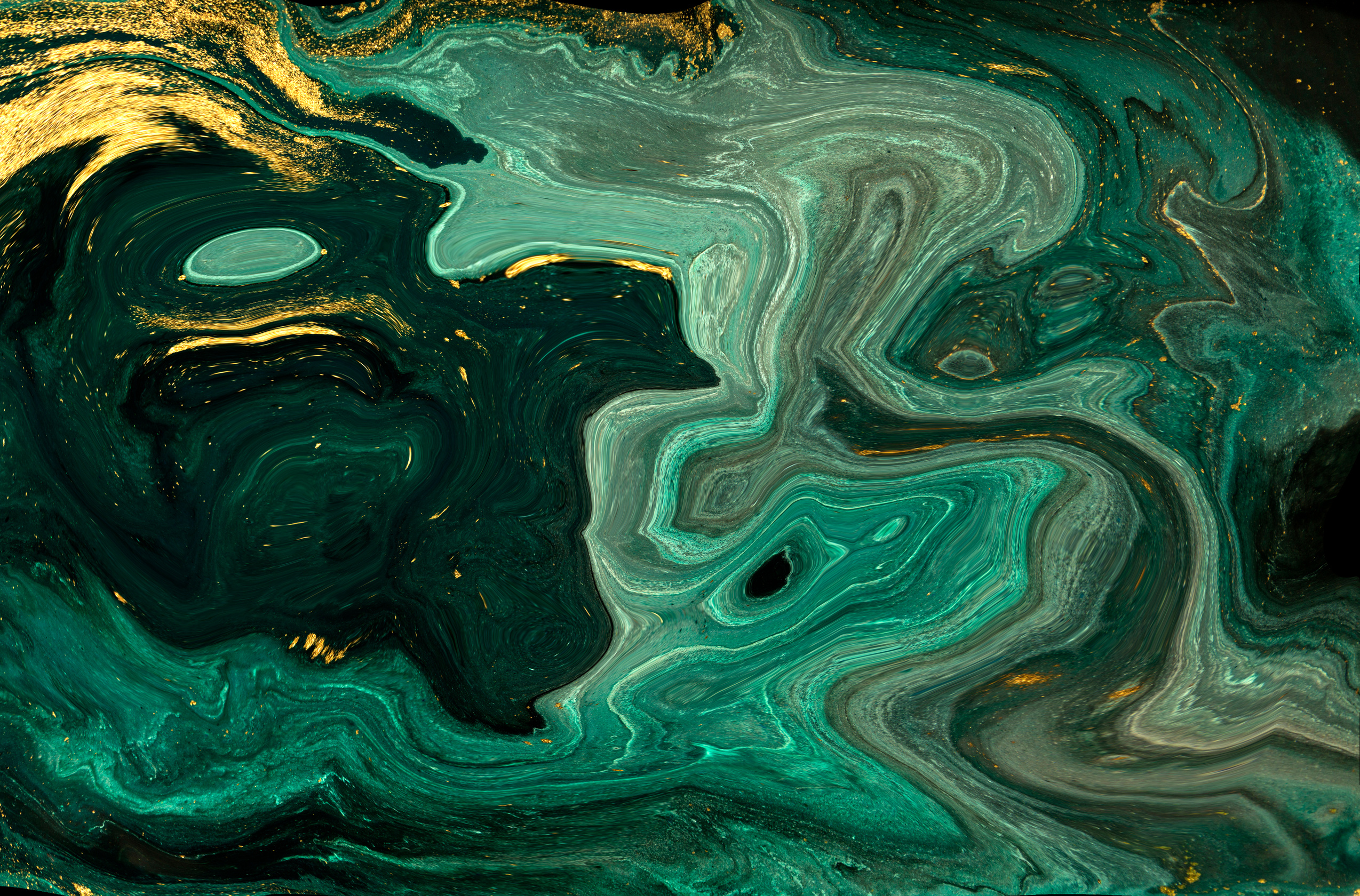 Green and Gold Marbling Texture Design. Marble Pattern. Fluid Art.